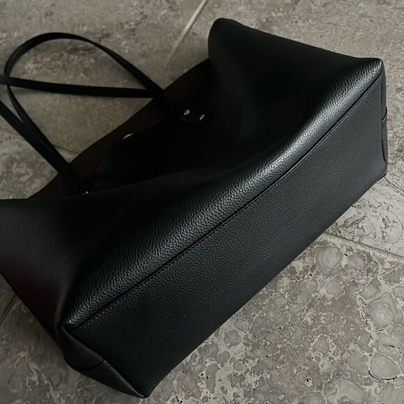 Coach Town Tote Polished Pebbled Leather Black, New - Picture 11 of 14